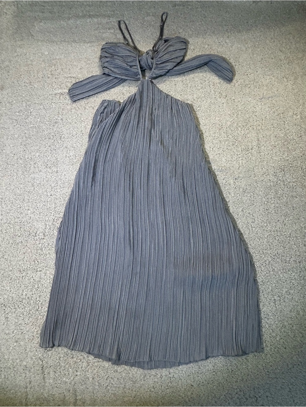Zara Pleated Halter Maxi Dress with cutouts and open back Size M